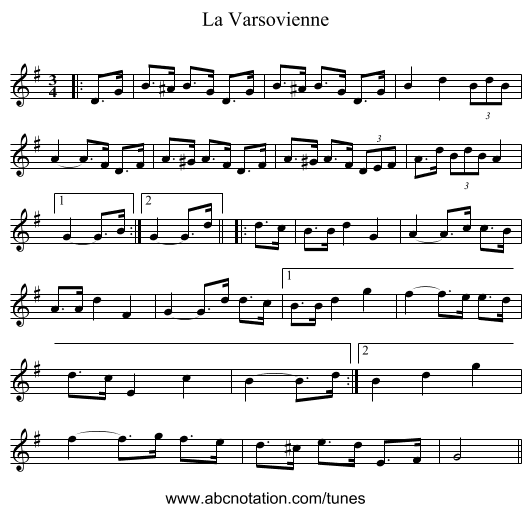 La Varsovienne - staff notation