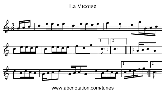 La Vicoise - staff notation