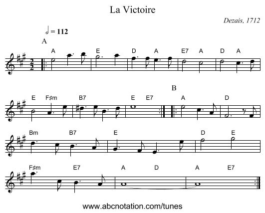 La Victoire - staff notation
