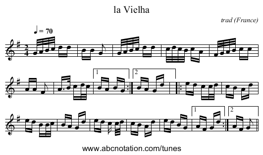 la Vielha - staff notation