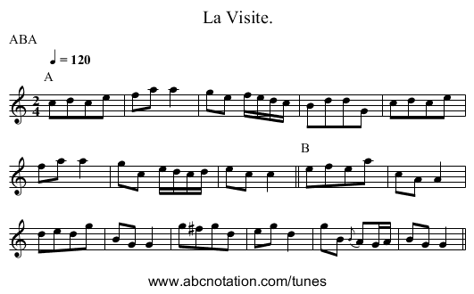 La Visite. - staff notation
