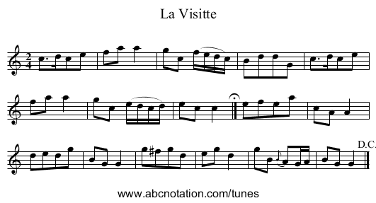 La Visitte - staff notation