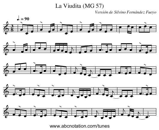 La Viudita (MG 57) - staff notation