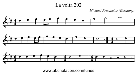 La volta 202 - staff notation
