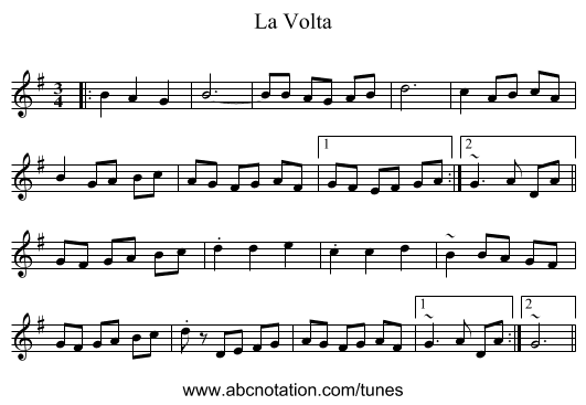La Volta - staff notation