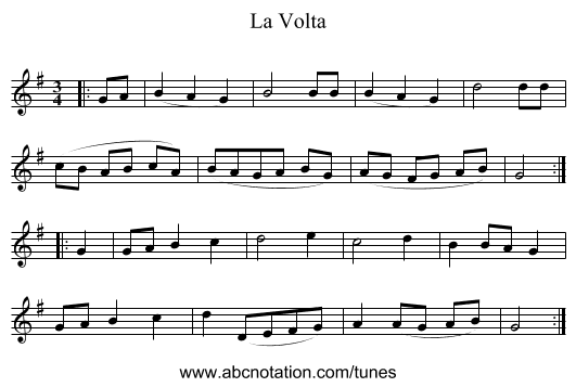 La Volta - staff notation
