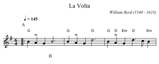 La Volta - staff notation
