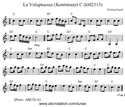 La Voluptueuse (Kontratanz) C (kt02315) - staff notation