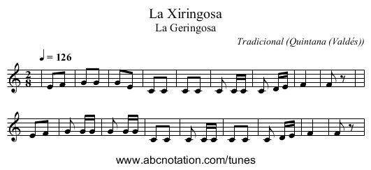 La Xiringosa - staff notation