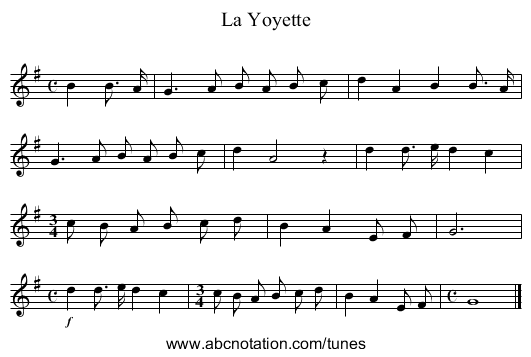 La Yoyette - staff notation
