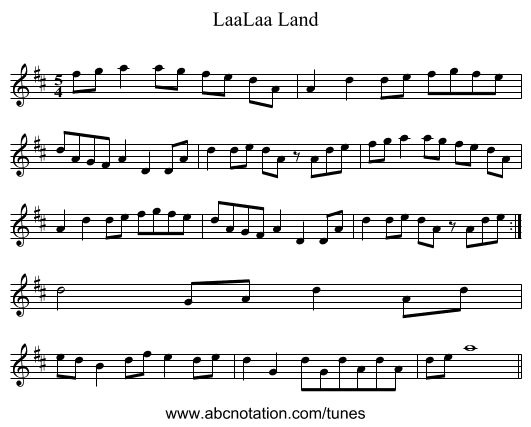 LaaLaa Land - staff notation