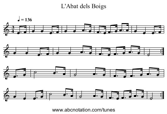 L'Abat dels Boigs - staff notation
