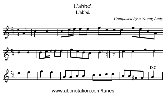 L'abbe'. - staff notation