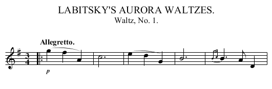 LABITSKY'S AURORA WALTZES. - staff notation