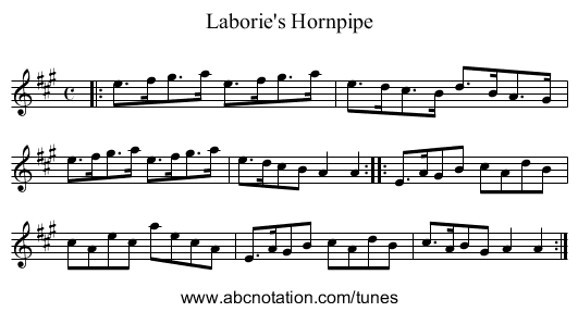 Laborie's Hornpipe - staff notation
