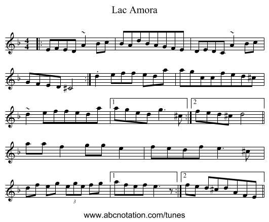 Lac Amora - staff notation