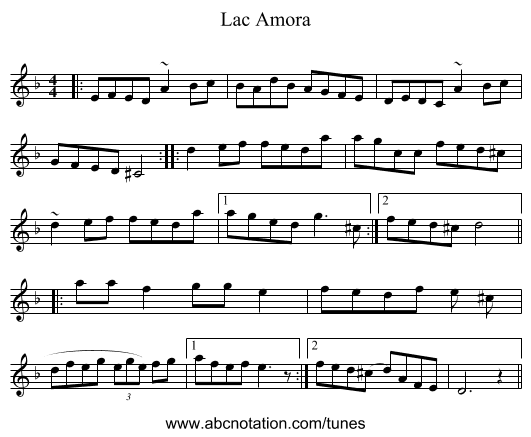 Lac Amora - staff notation