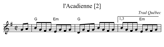 l'Acadienne [2] - staff notation