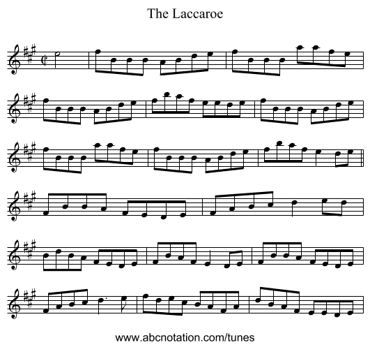 Laccaroe, The - staff notation