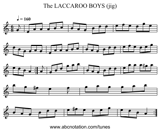 LACCAROO BOYS (jig), The - staff notation