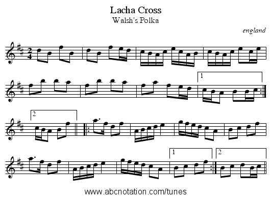 Lacha Cross - staff notation