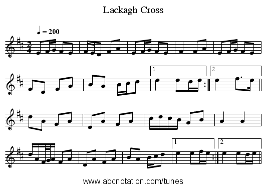 Lackagh Cross - staff notation