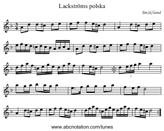 Lackstr&ouml;ms polska - staff notation