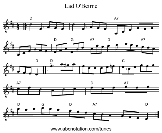 Lad O'Beirne - staff notation