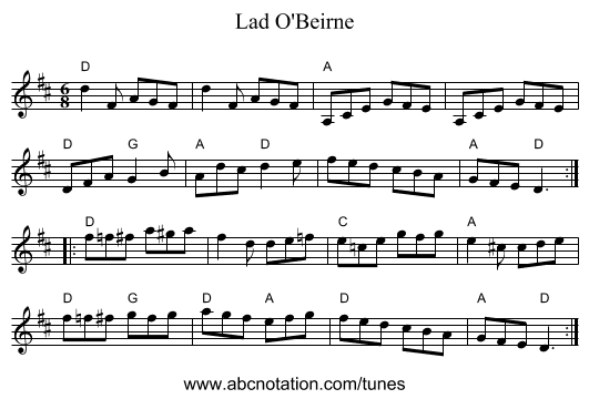 Lad O'Beirne - staff notation