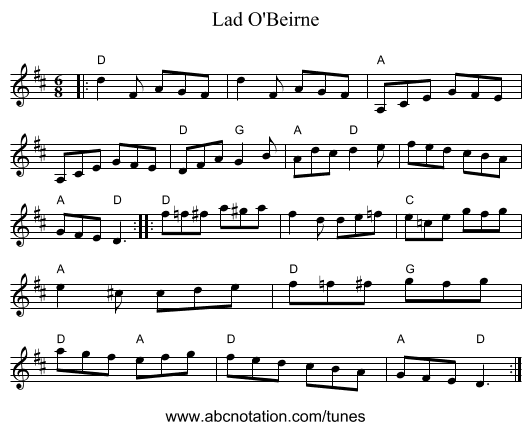Lad O'Beirne - staff notation
