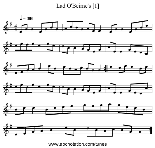 Lad O'Beirne's [1] - staff notation