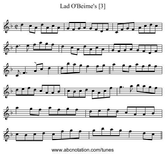 Lad O'Beirne's [3] - staff notation
