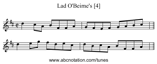 Lad O'Beirne's [4] - staff notation