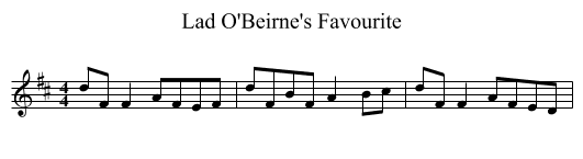 Lad O'Beirne's Favourite - staff notation