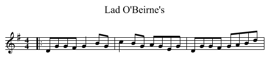 Lad O'Beirne's - staff notation