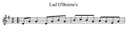 Lad O'Beirne's - staff notation
