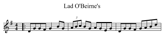 Lad O'Beirne's - staff notation