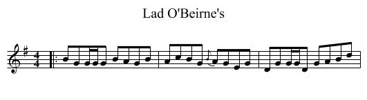 Lad O'Beirne's - staff notation