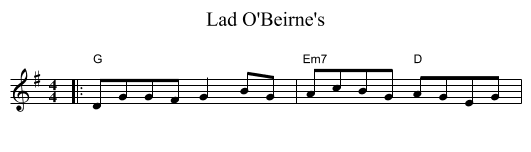 Lad O'Beirne's - staff notation