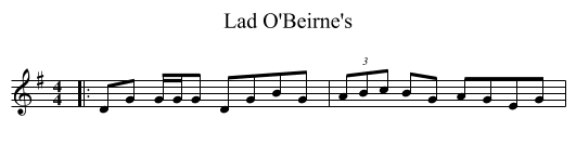 Lad O'Beirne's - staff notation