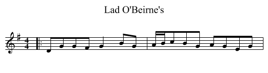Lad O'Beirne's - staff notation