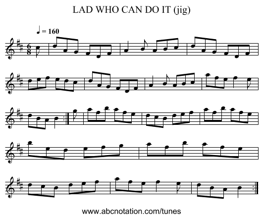 LAD WHO CAN DO IT (jig) - staff notation