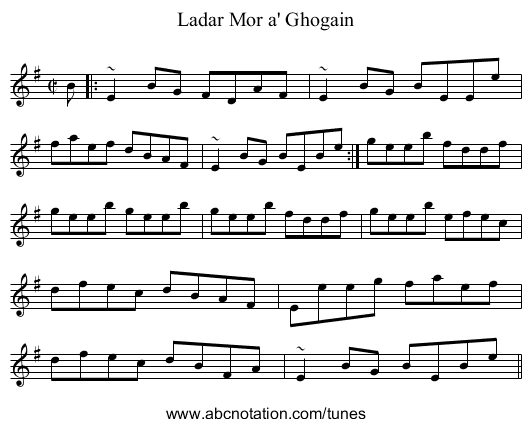Ladar Mor a' Ghogain - staff notation