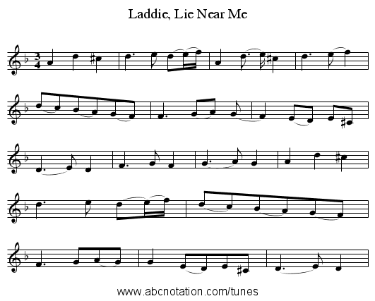 Laddie, Lie Near Me - staff notation