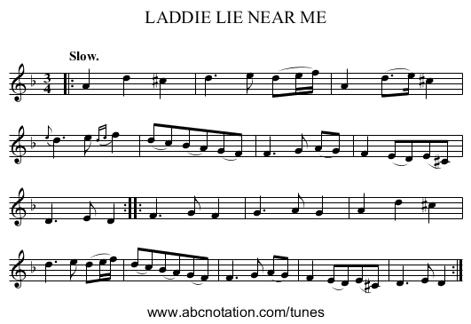 LADDIE LIE NEAR ME - staff notation