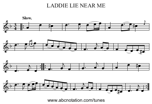 LADDIE LIE NEAR ME - staff notation