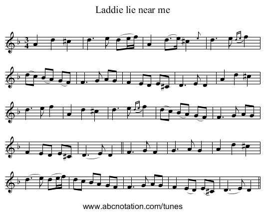 Laddie lie near me - staff notation