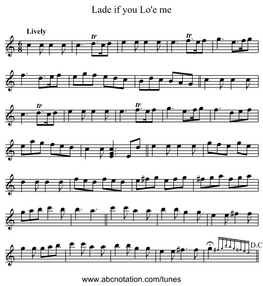 Lade if you Lo'e me - staff notation