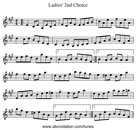Ladies' 2nd Choice - staff notation