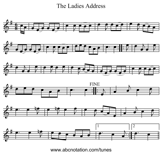 Ladies Address, The - staff notation